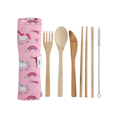 Set de couverts en bambou - Licorne