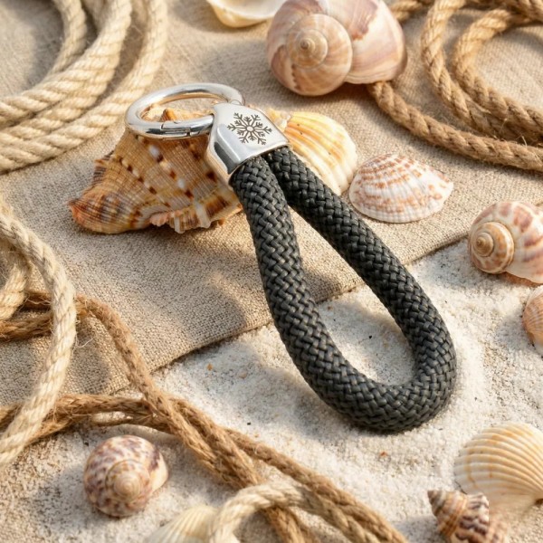 Grey - Nautical Silver Keyring