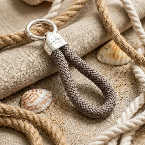 Brown - Nautical Silver Keyring