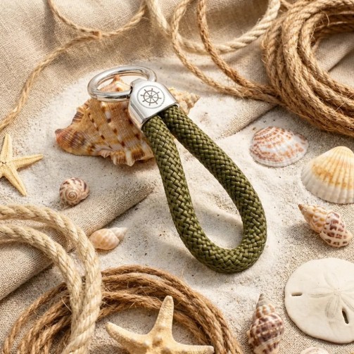 Green - Nautical Silver Keyring