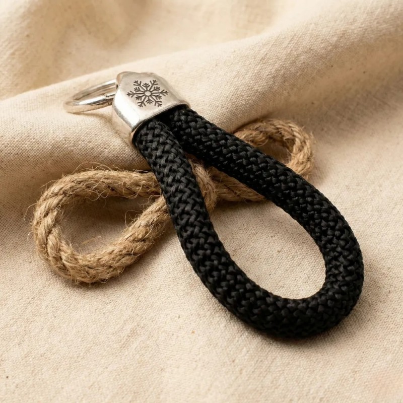 Black - Nautical Silver Keyring