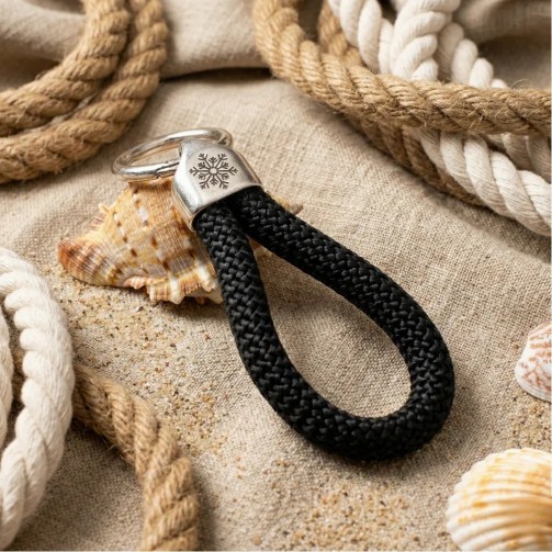 Black - Nautical Silver Keyring