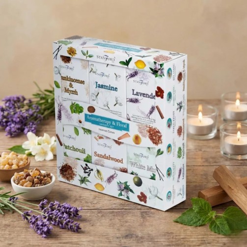 Aromatherapie & Blumen – Backflow-Räucherkegel-Sortiment