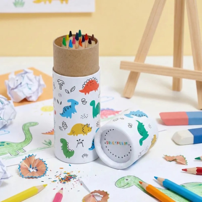 Dinosaure - Pot à crayons de couleur