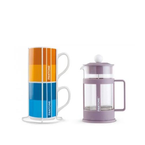 Set mit 2 Tassen und 1 French Press - Lila