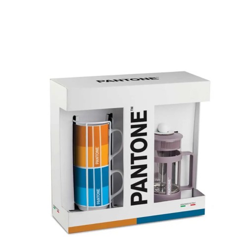 Set di 2 tazze e 1 caffettiera francese viola