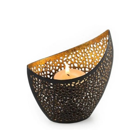 Dekorativer Teelichthalter - Goldfarbenes Metalldesign